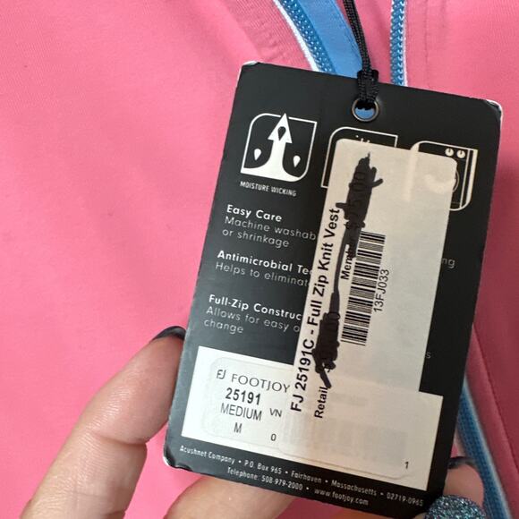 Footjoy Full Zip Knit Vest Calabasas Counrty Club Logo Stretch Size Medium NWT - Picture 6 of 7